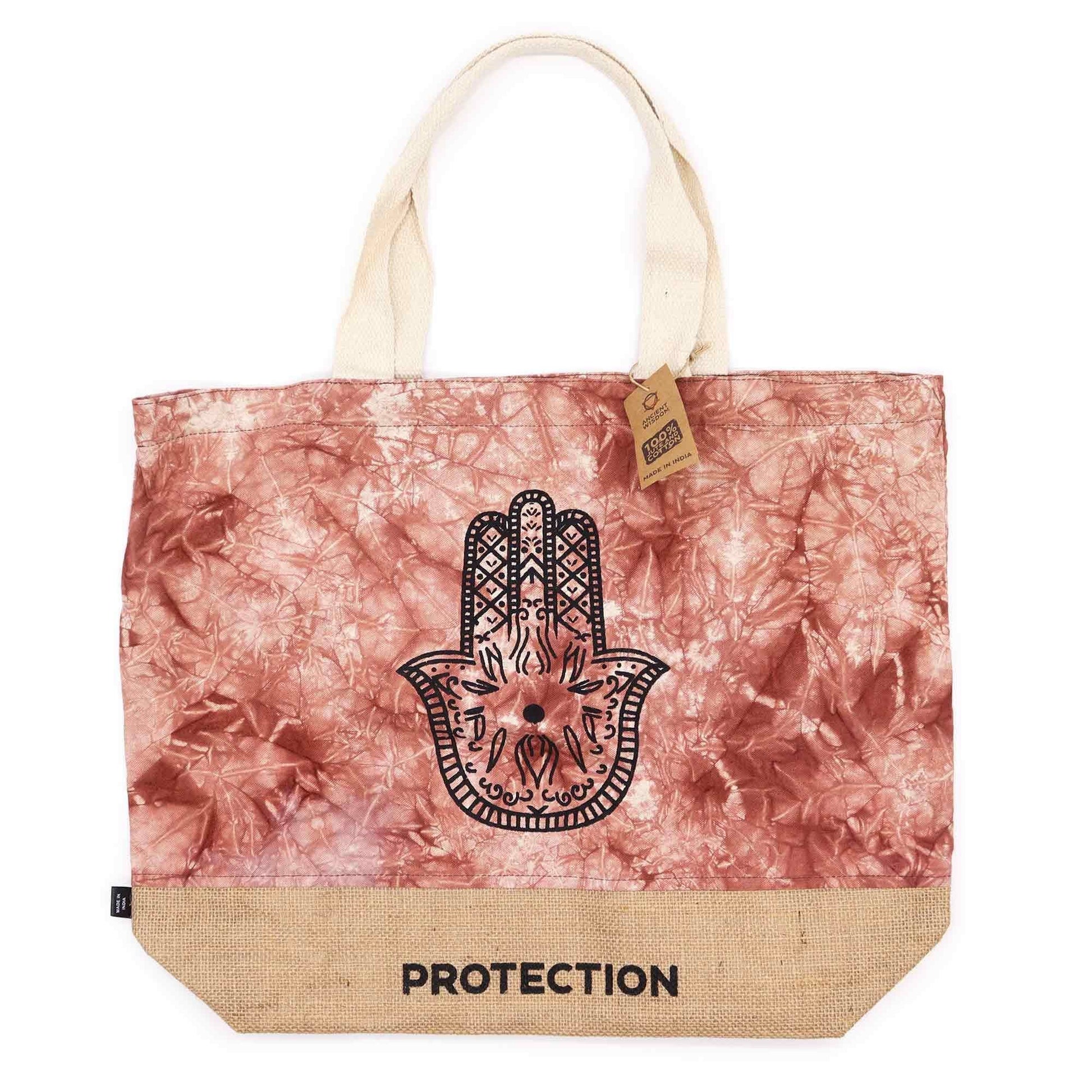 Polished All Natural Bag - Terracotta Stonewash - Hamsa - Protection featuring natural patterning and unique variations - Positive Faith Hope Love