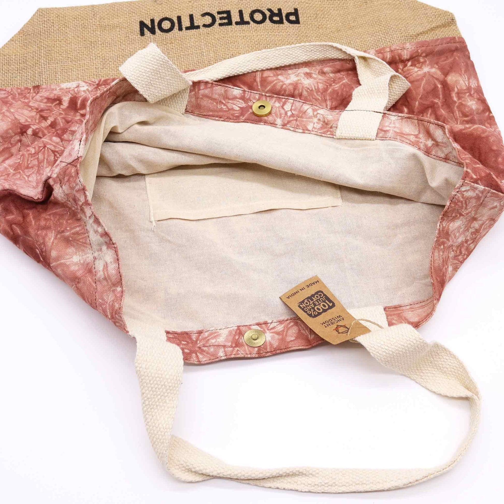 Polished All Natural Bag Terracotta Stonewash Hamsa Protection featuring natural patterning and unique variations - Positive Faith Hope Love