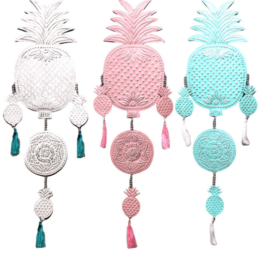 Polished Aluminium Mobile - Pineapples (assorted colors) featuring natural patterning and unique variations - Positive Faith Hope Love