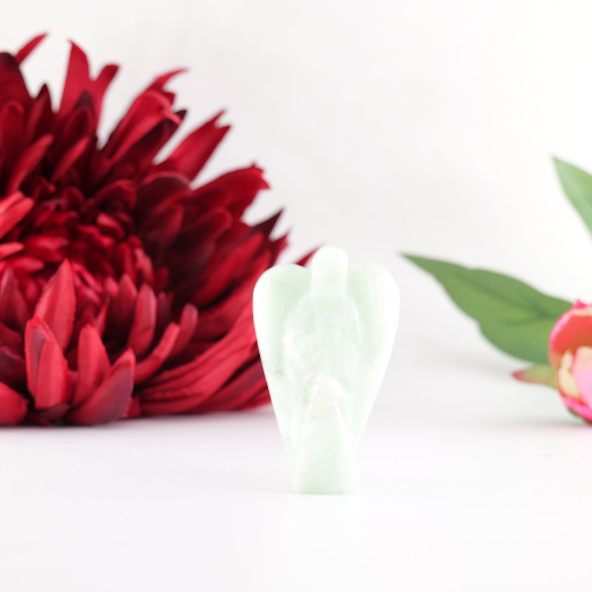 Polished Amazonite Angel 55mm featuring aqua-green tone with silky sheen - Positive Faith Hope Love