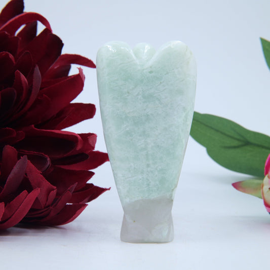 Polished Amazonite Angel 80Mm featuring aqua-green tone with silky sheen - Positive Faith Hope Love