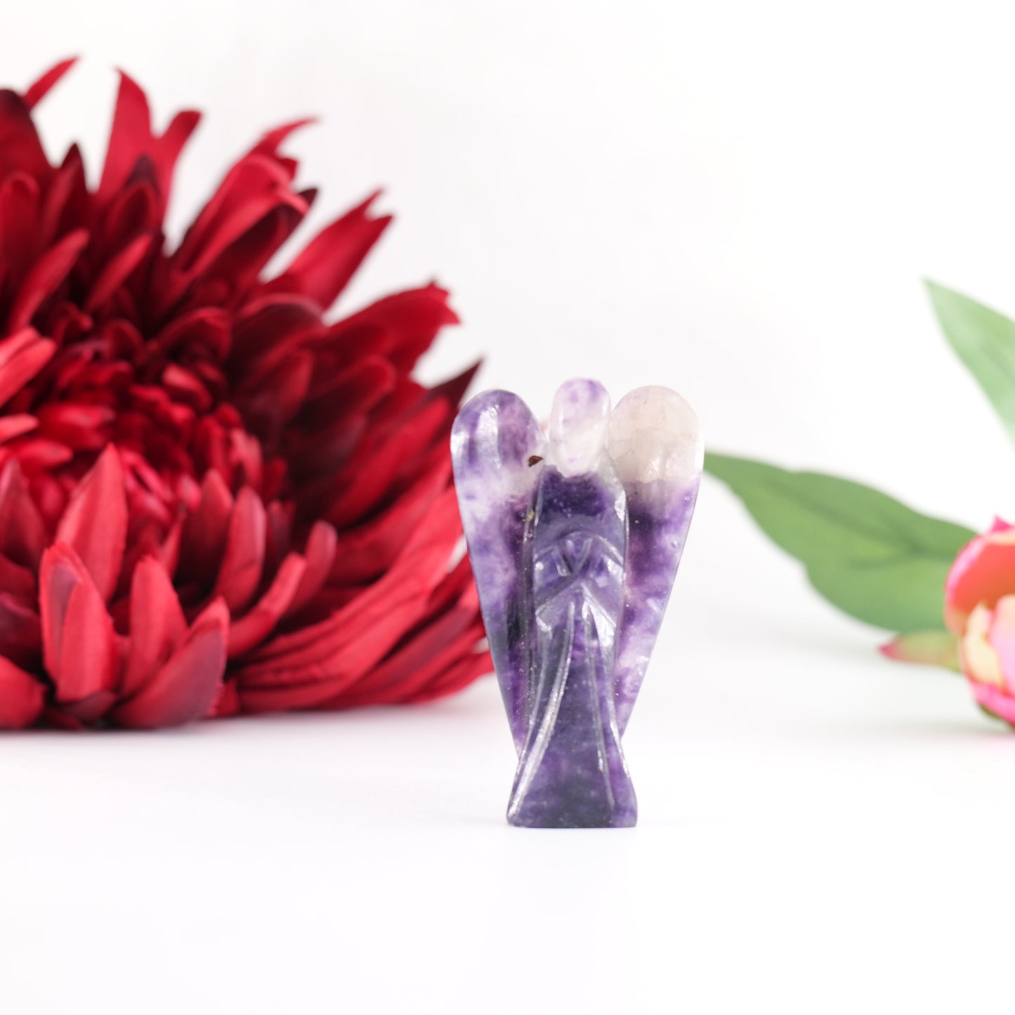 Polished Amethyst Angel 55mm featuring rich purple colour and natural clarity - Positive Faith Hope Love