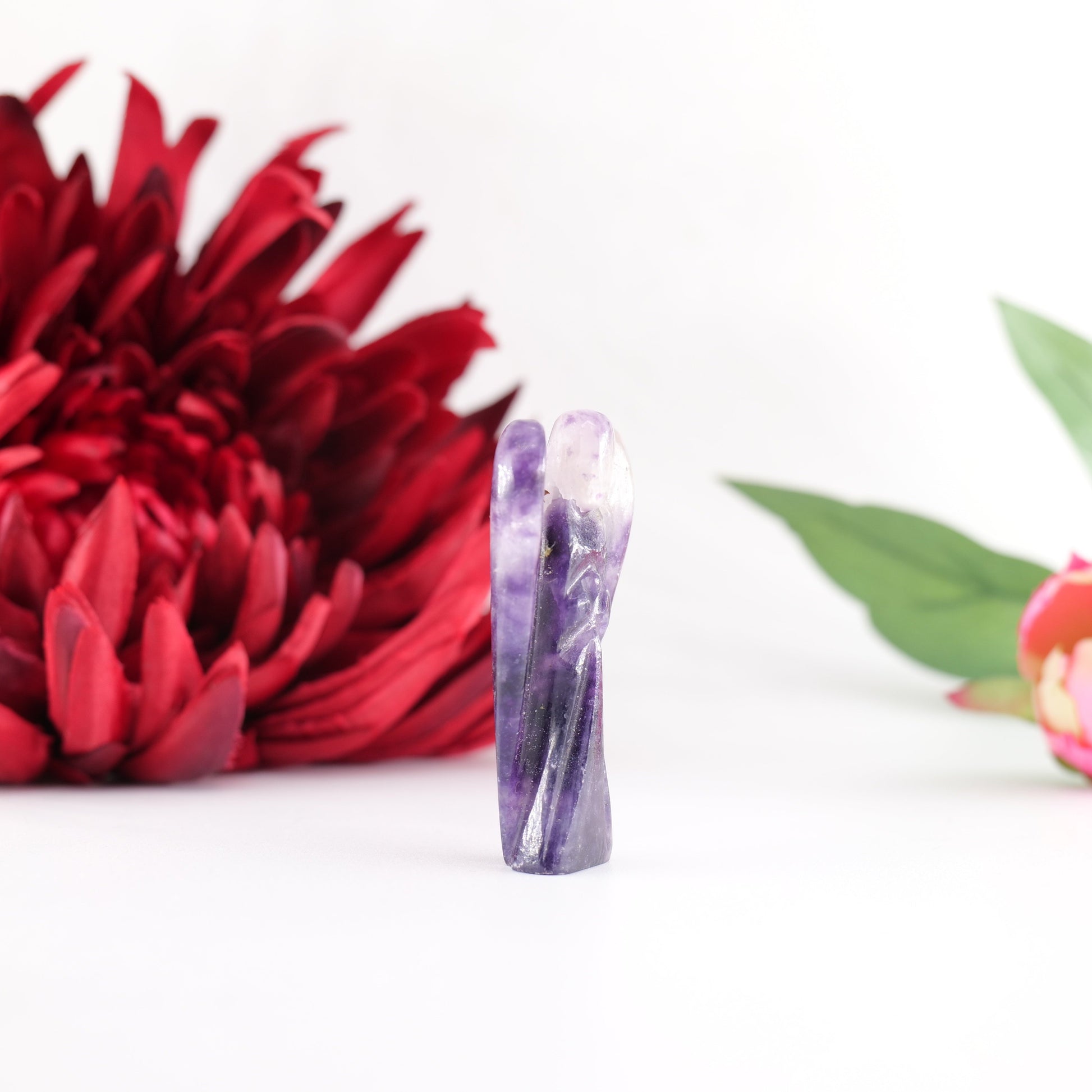 Polished Amethyst Angel 55Mm featuring rich purple colour and natural clarity - Positive Faith Hope Love