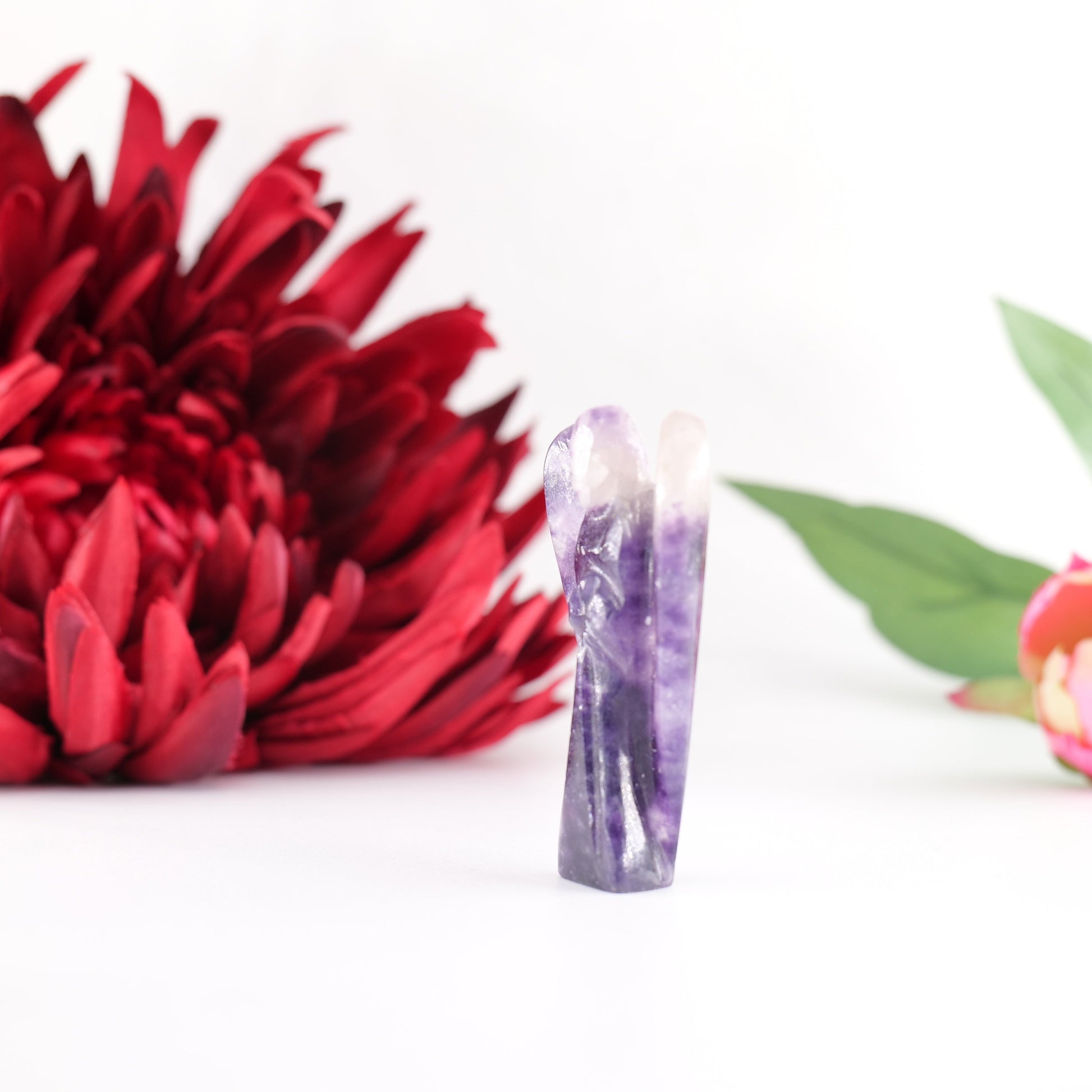 Polished Amethyst Angel 55Mm featuring rich purple colour and natural clarity - Positive Faith Hope Love