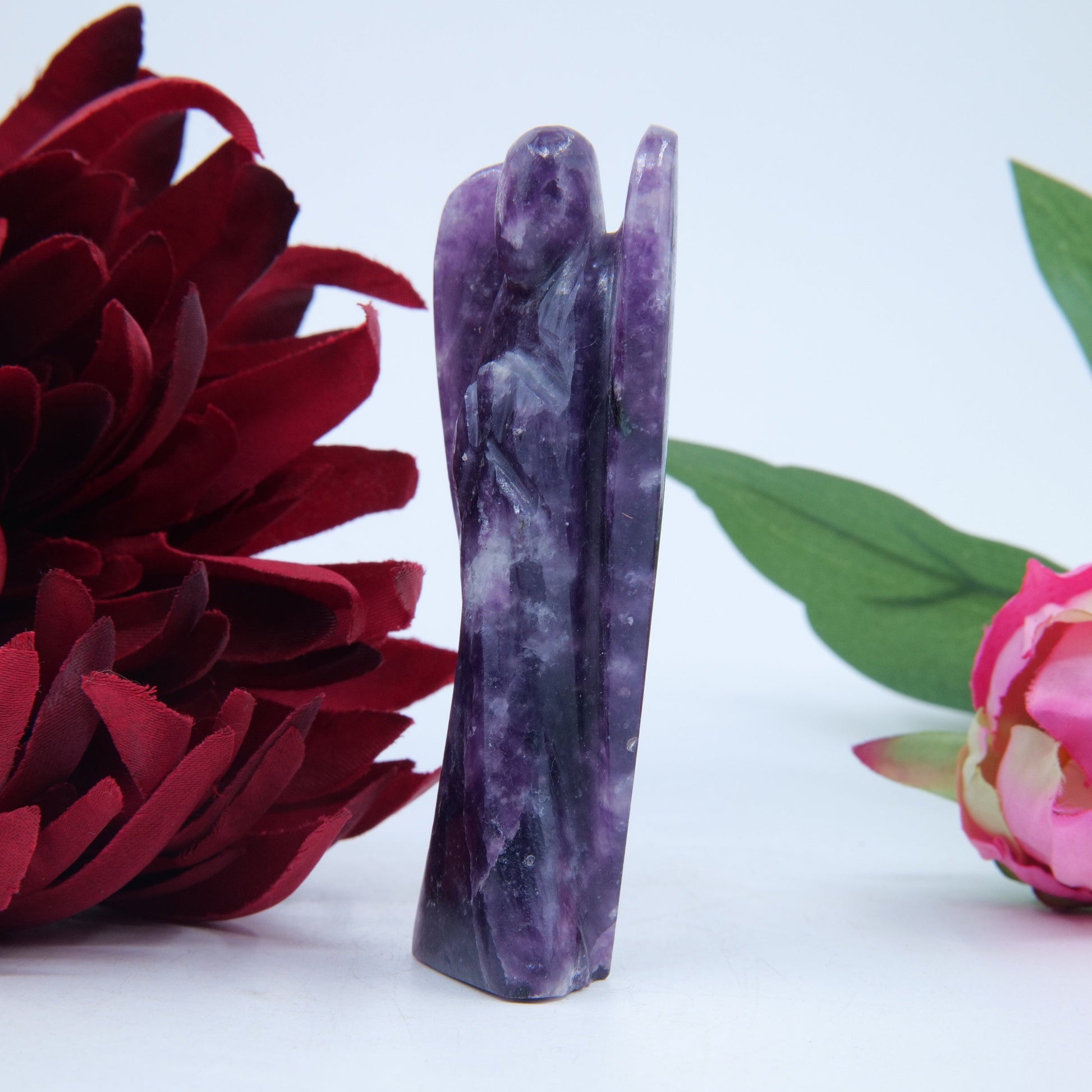 Polished Amethyst Angel 80Mm featuring rich purple colour and natural clarity - Positive Faith Hope Love