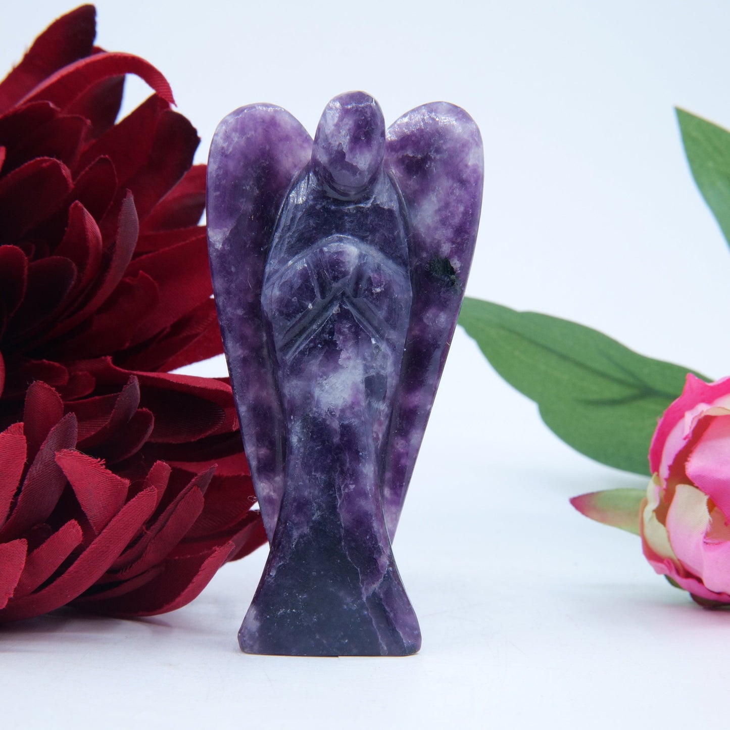 Polished Amethyst Angel 80Mm featuring rich purple colour and natural clarity - Positive Faith Hope Love