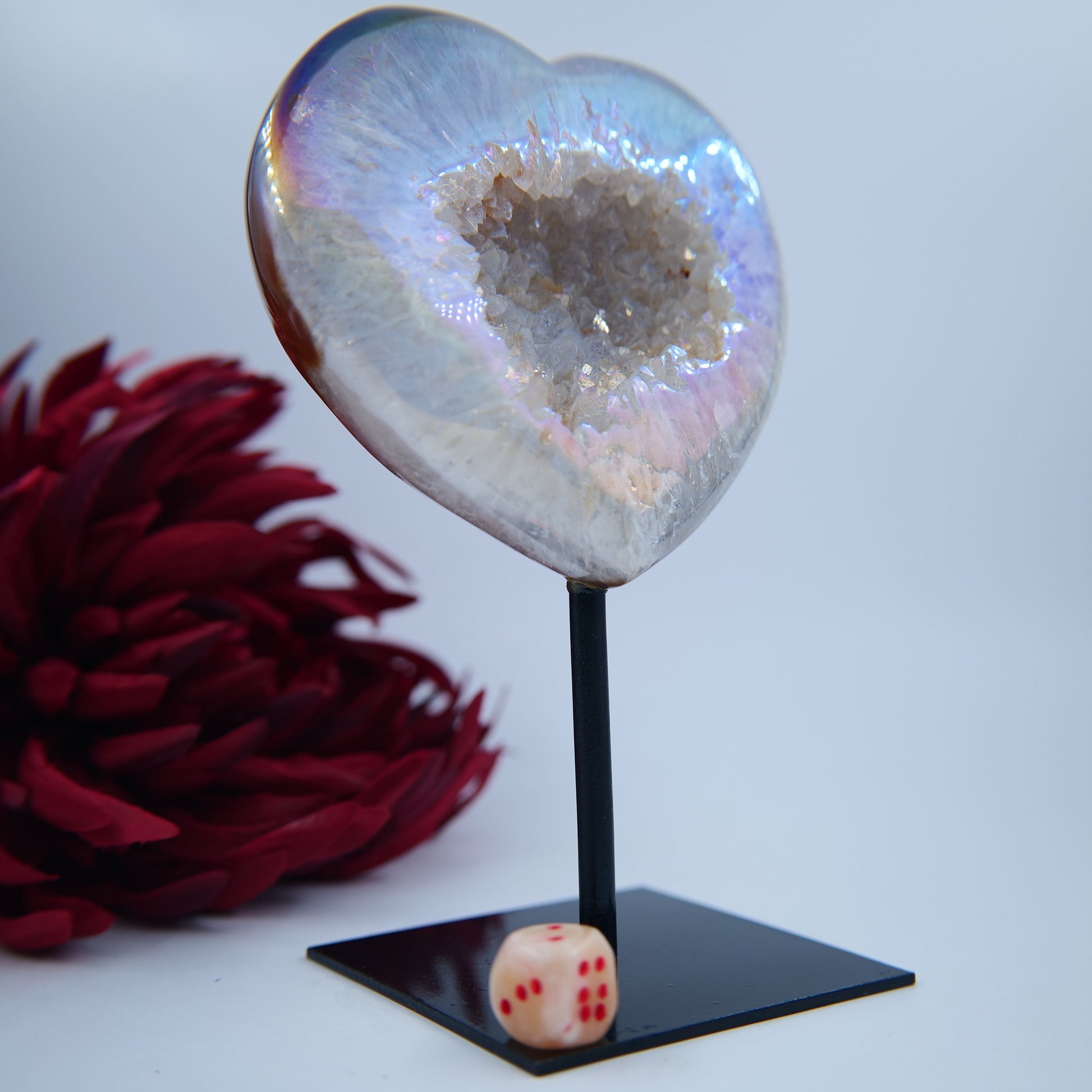 Amethyst Aura Heart — 795g, On Stand - Positive Faith Hope Love