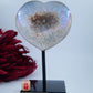 Amethyst Aura Heart — 795g, On Stand - Positive Faith Hope Love