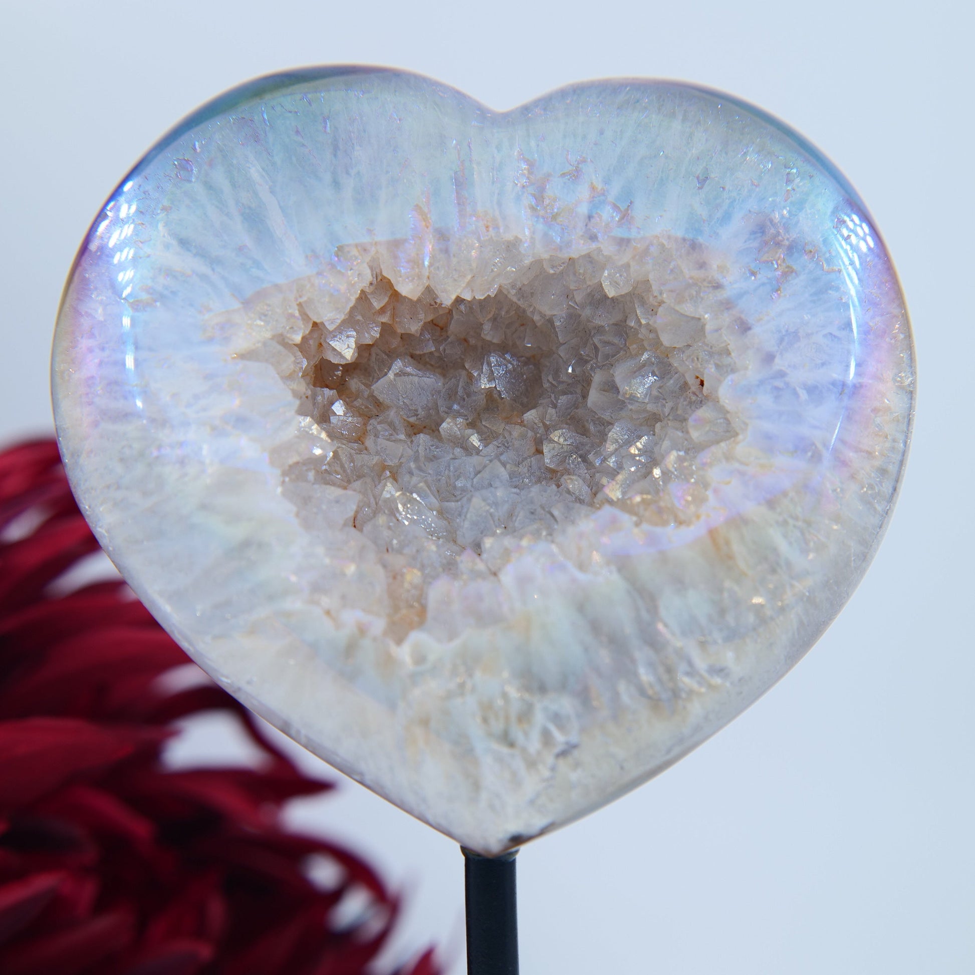 Amethyst Aura Heart — 795g, On Stand - Positive Faith Hope Love