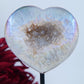 Amethyst Aura Heart — 795g, On Stand - Positive Faith Hope Love