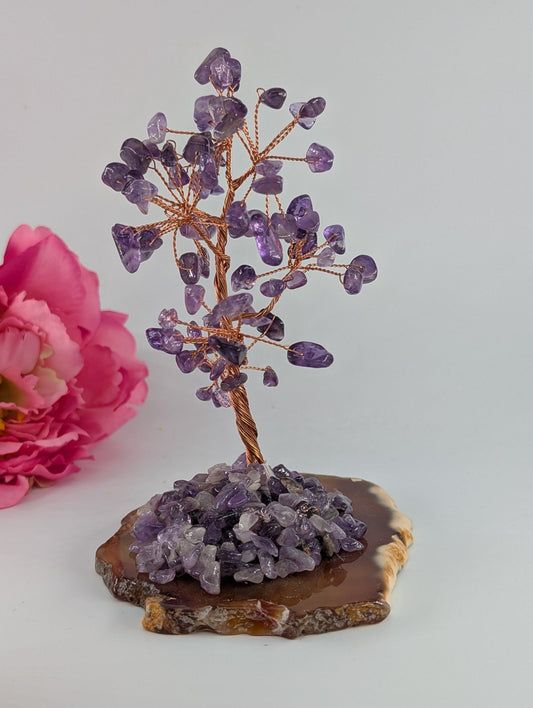 Polished Lapis Lazuli Tree On Natural Agate 135Mm Copy featuring royal blue tone with gold pyrite flecks - Positive Faith Hope Love