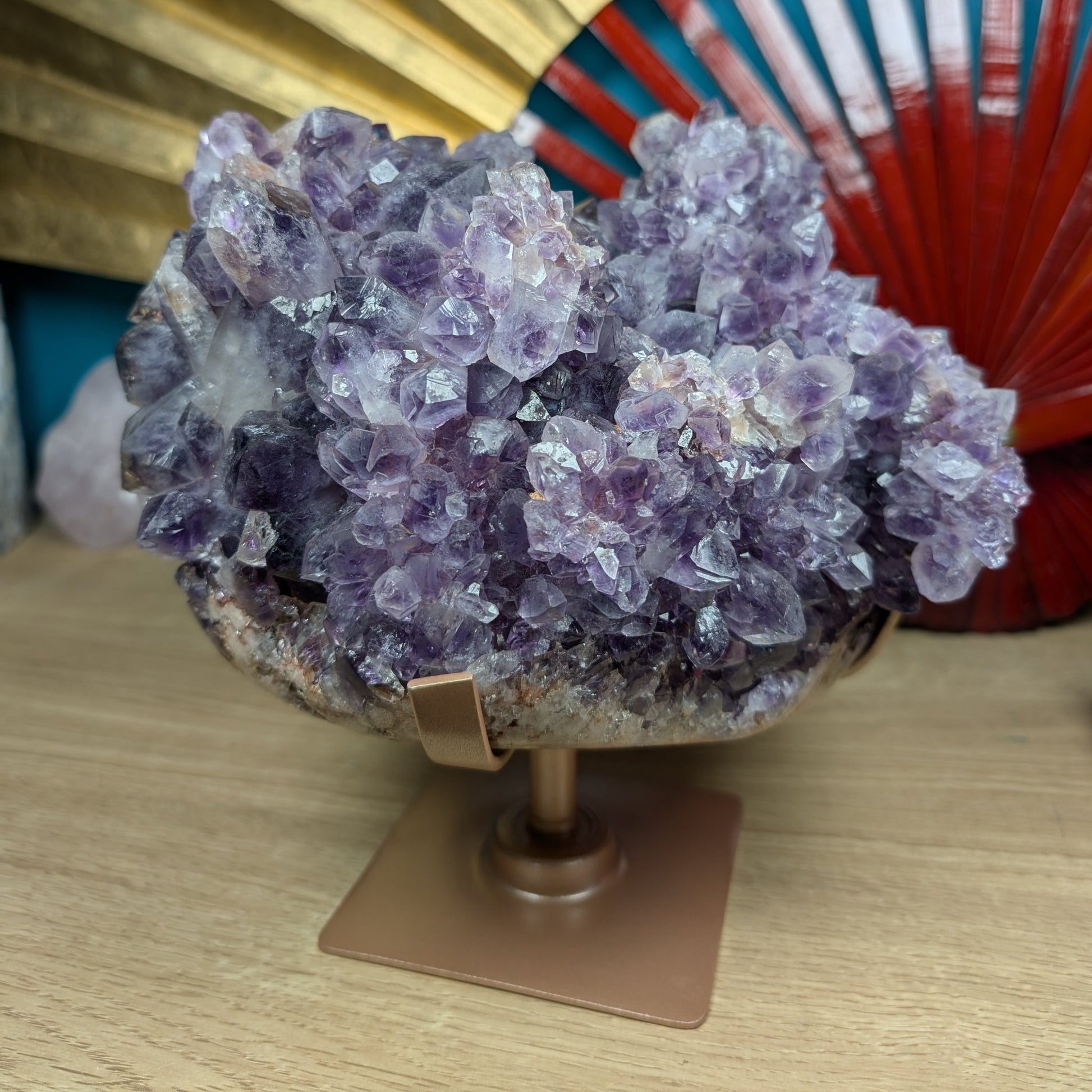 Amethyst Flower Druzy Cluster on Rotating Stand 7085g - Positive Faith Hope Love