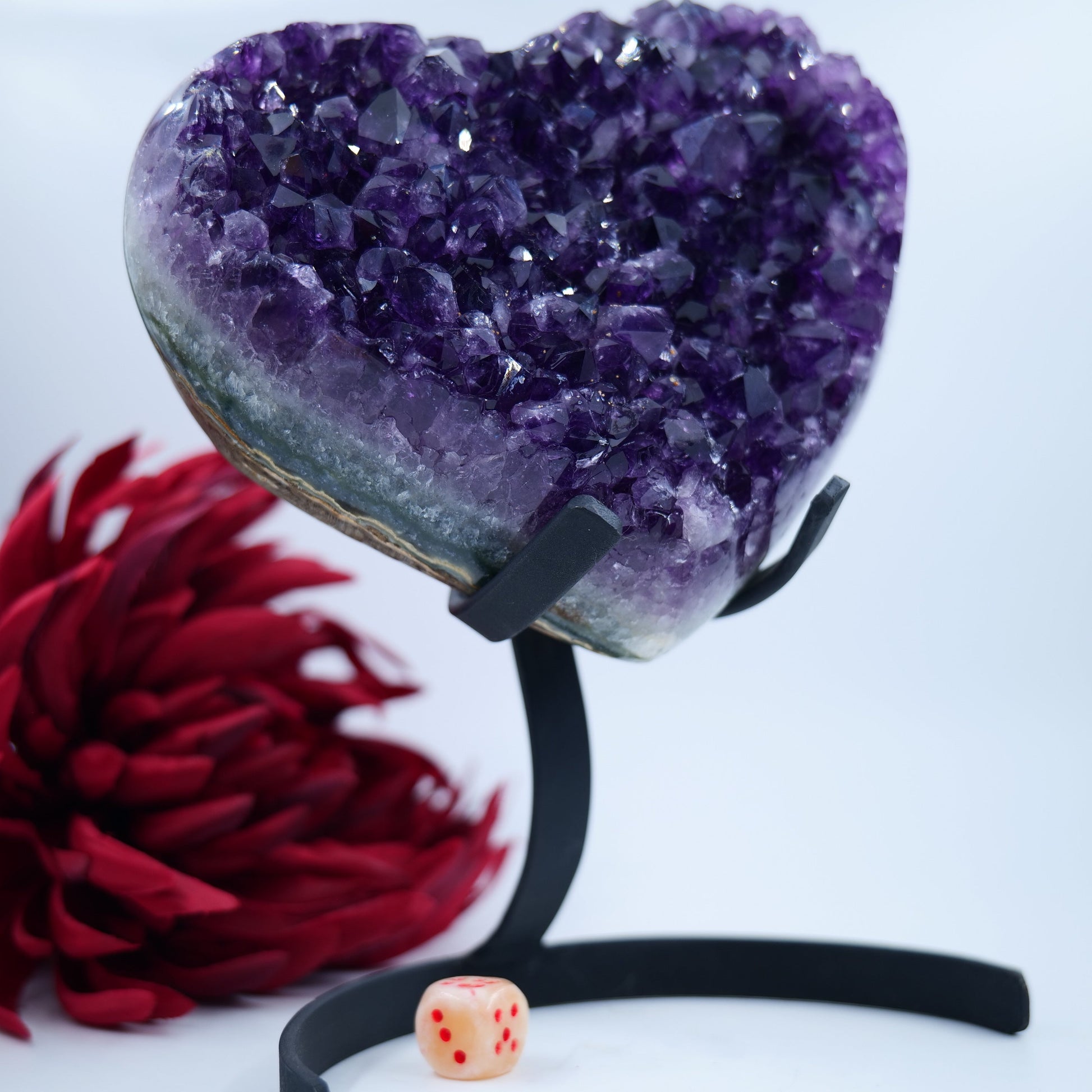 Amethyst Heart — 1535g, On Custom Stand - Positive Faith Hope Love