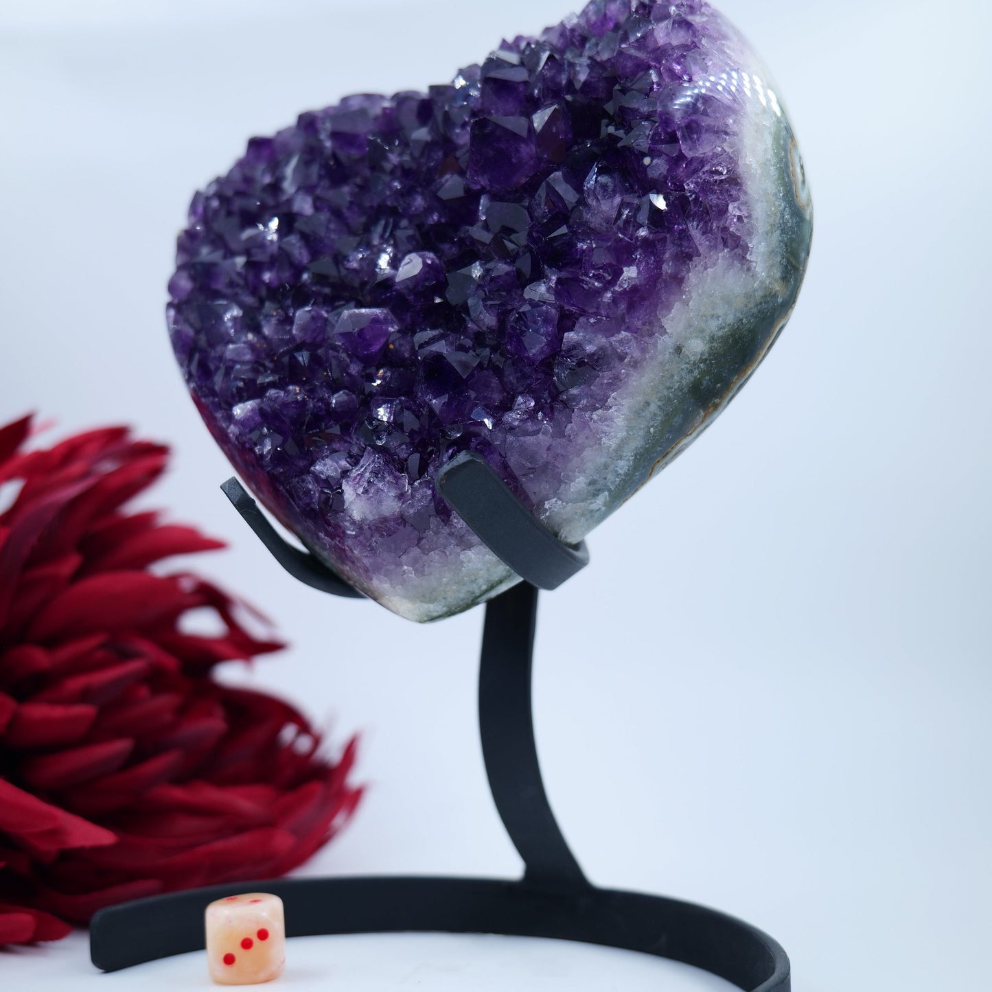 Amethyst Heart — 1535g, On Custom Stand - Positive Faith Hope Love