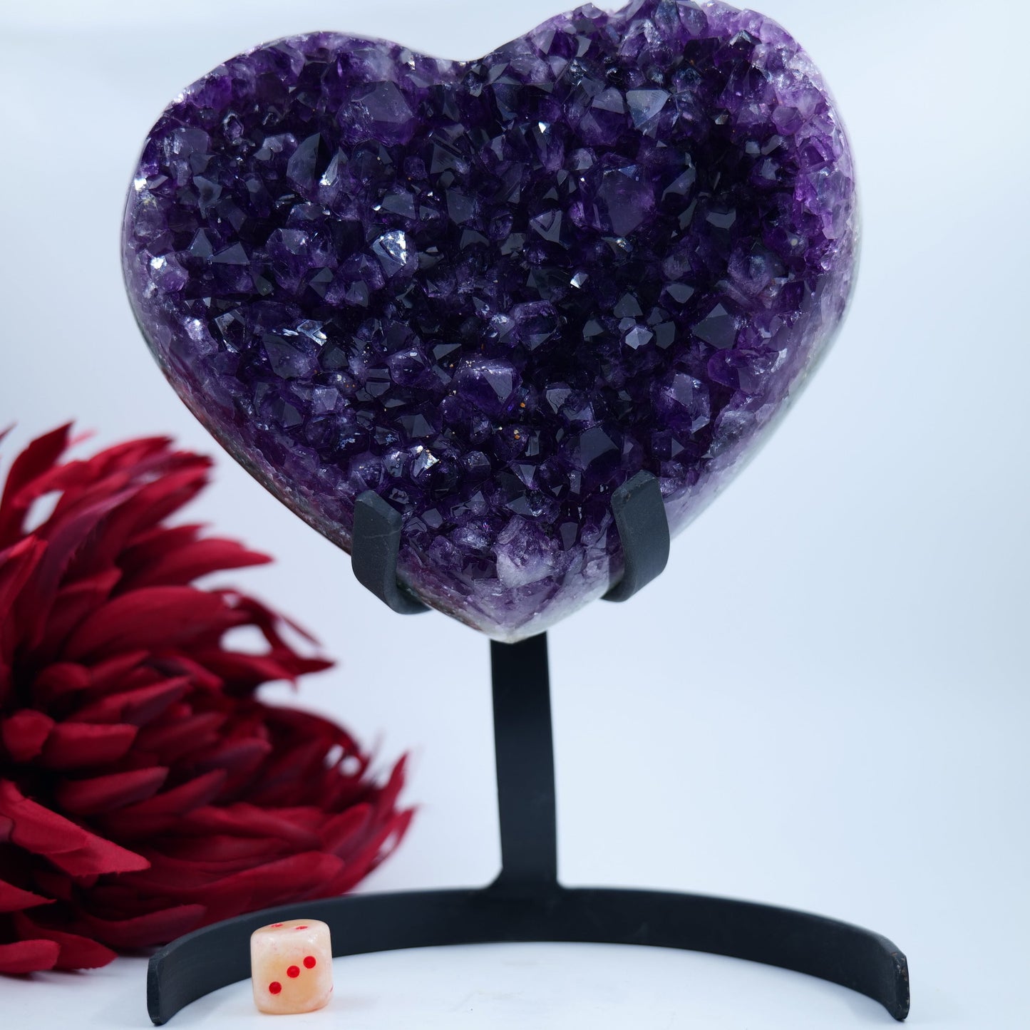Amethyst Heart — 1535g, On Custom Stand - Positive Faith Hope Love