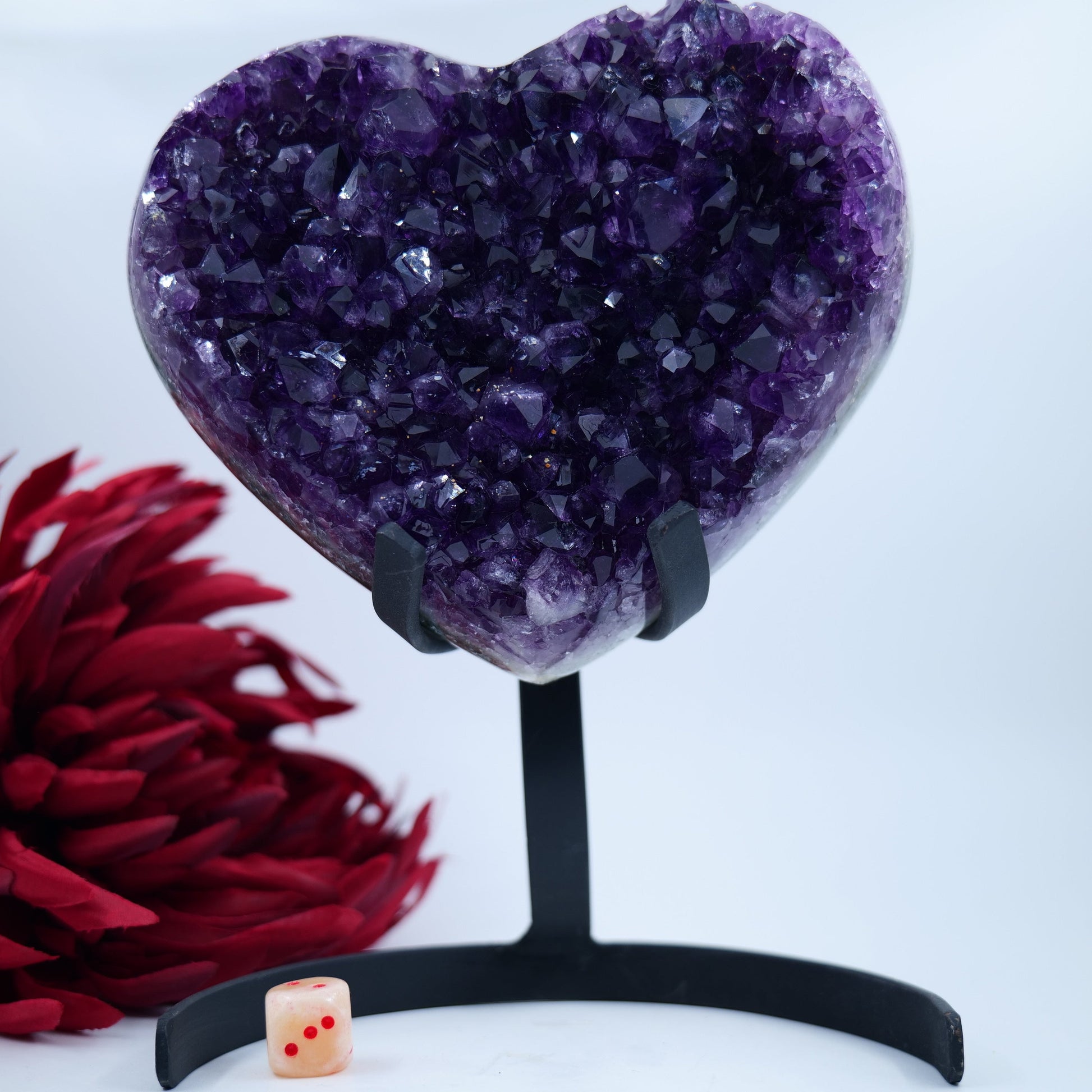 Amethyst Heart — 1535g, On Custom Stand - Positive Faith Hope Love