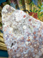 Amethyst Slab - Orbit Flower Reddish Pink with Calcite on Stand 9568g - Positive Faith Hope Love