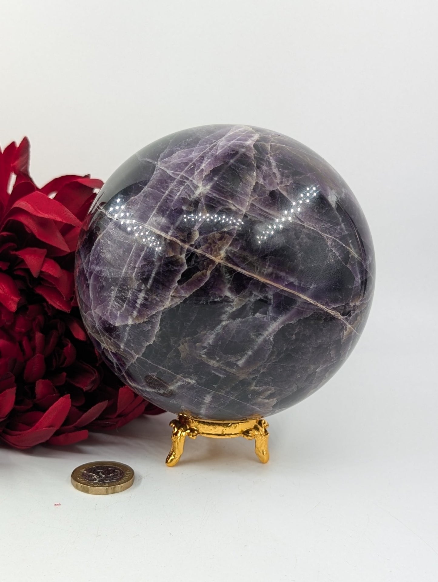 Amethyst Sphere 2035g - Positive Faith Hope Love