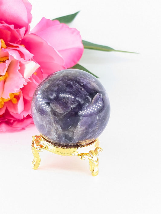 Polished Amethyst Sphere 40Mm 97G featuring rich purple colour and natural clarity - Positive Faith Hope Love
