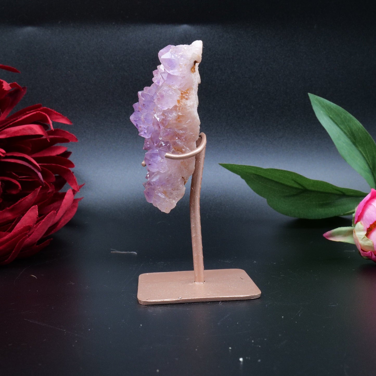 Natural Amethyst Spirit Druzy Cluster On Stand 131G featuring rich purple colour and natural clarity - Positive Faith Hope Love