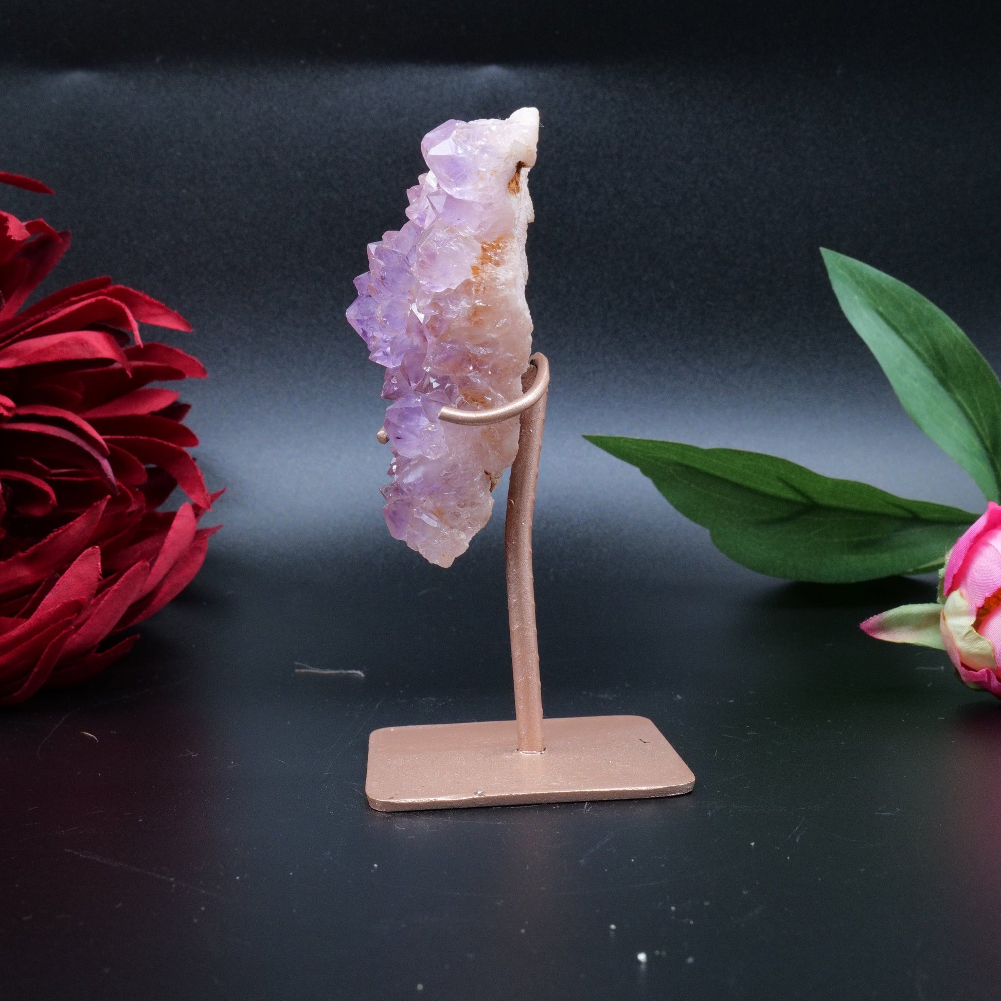 Natural Amethyst Spirit Druzy Cluster On Stand 131G featuring rich purple colour and natural clarity - Positive Faith Hope Love