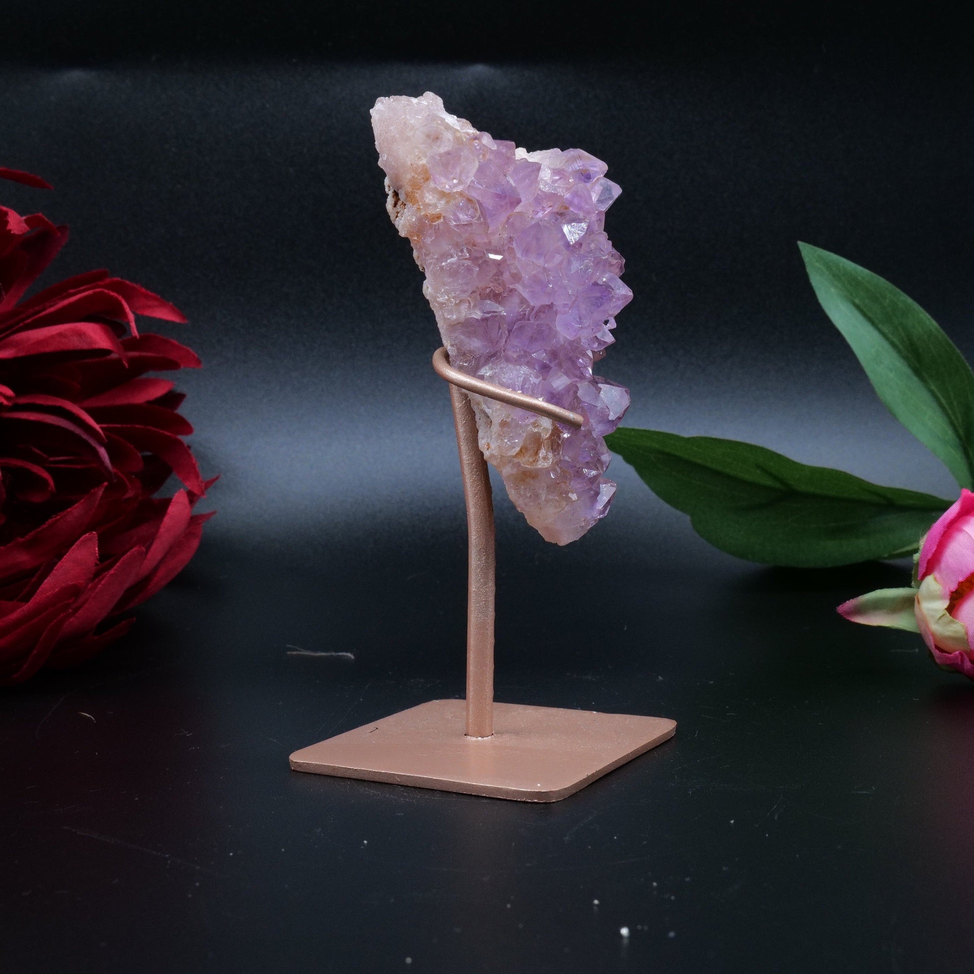 Natural Amethyst Spirit Druzy Cluster On Stand 131G featuring rich purple colour and natural clarity - Positive Faith Hope Love