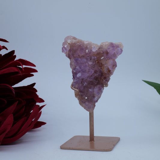 Natural Amethyst Spirit Druzy Cluster on Stand 131g featuring rich purple colour and natural clarity - Positive Faith Hope Love