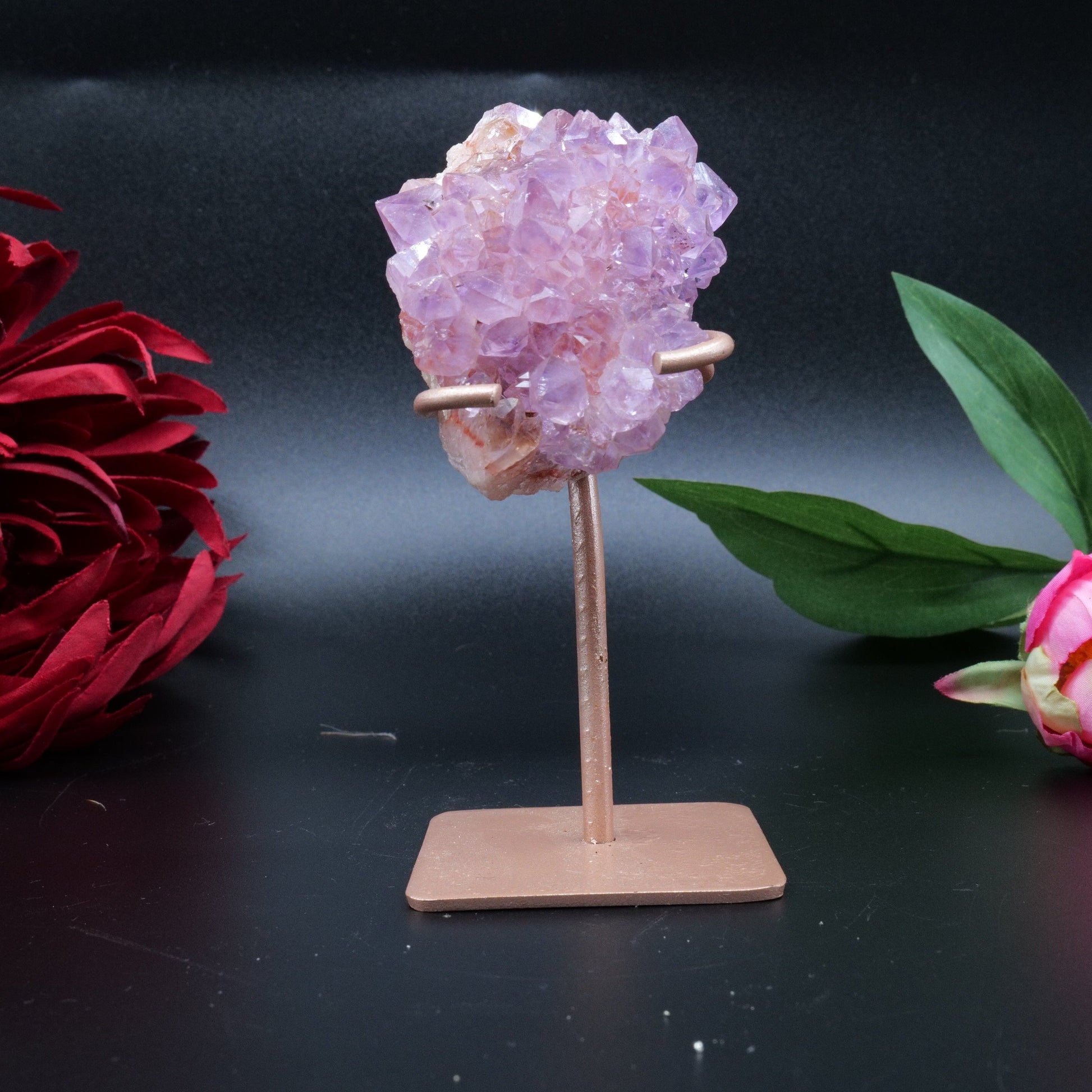 Natural Amethyst Spirit Druzy Cluster On Stand 165G featuring rich purple colour and natural clarity - Positive Faith Hope Love