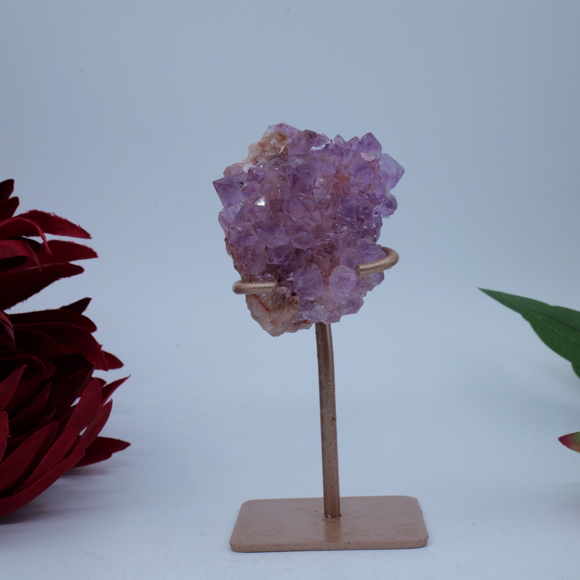 Natural Amethyst Spirit Druzy Cluster on Stand 165g featuring rich purple colour and natural clarity - Positive Faith Hope Love