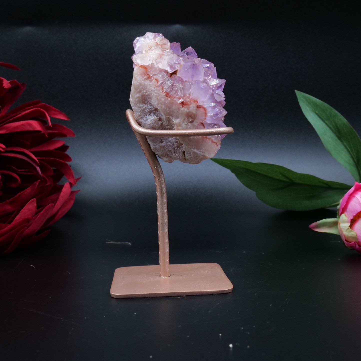 Natural Amethyst Spirit Druzy Cluster On Stand 165G featuring rich purple colour and natural clarity - Positive Faith Hope Love