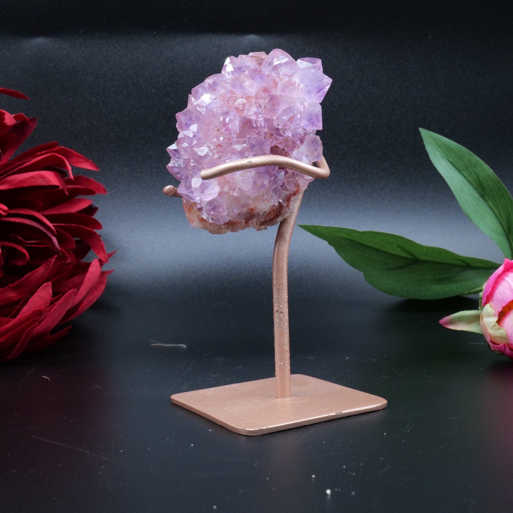 Natural Amethyst Spirit Druzy Cluster On Stand 165G featuring rich purple colour and natural clarity - Positive Faith Hope Love