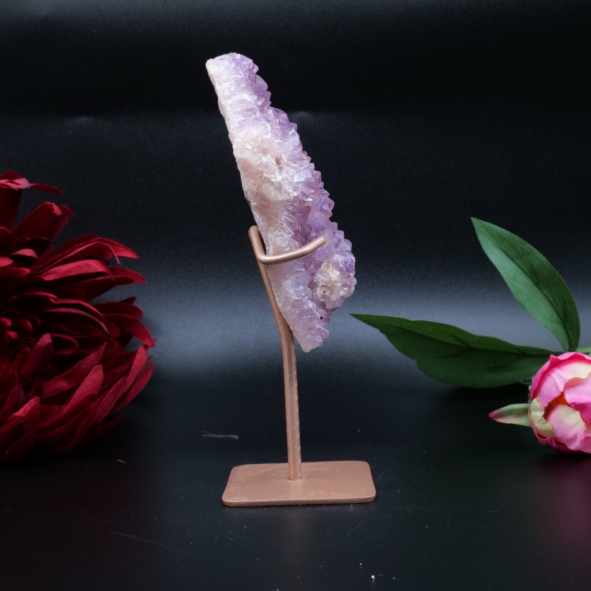 Natural Amethyst Spirit Druzy Cluster On Stand 238G featuring rich purple colour and natural clarity - Positive Faith Hope Love