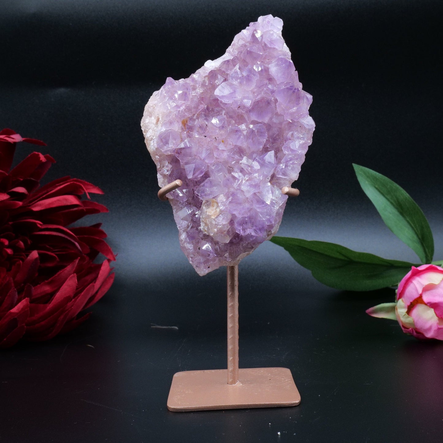 Natural Amethyst Spirit Druzy Cluster On Stand 238G featuring rich purple colour and natural clarity - Positive Faith Hope Love