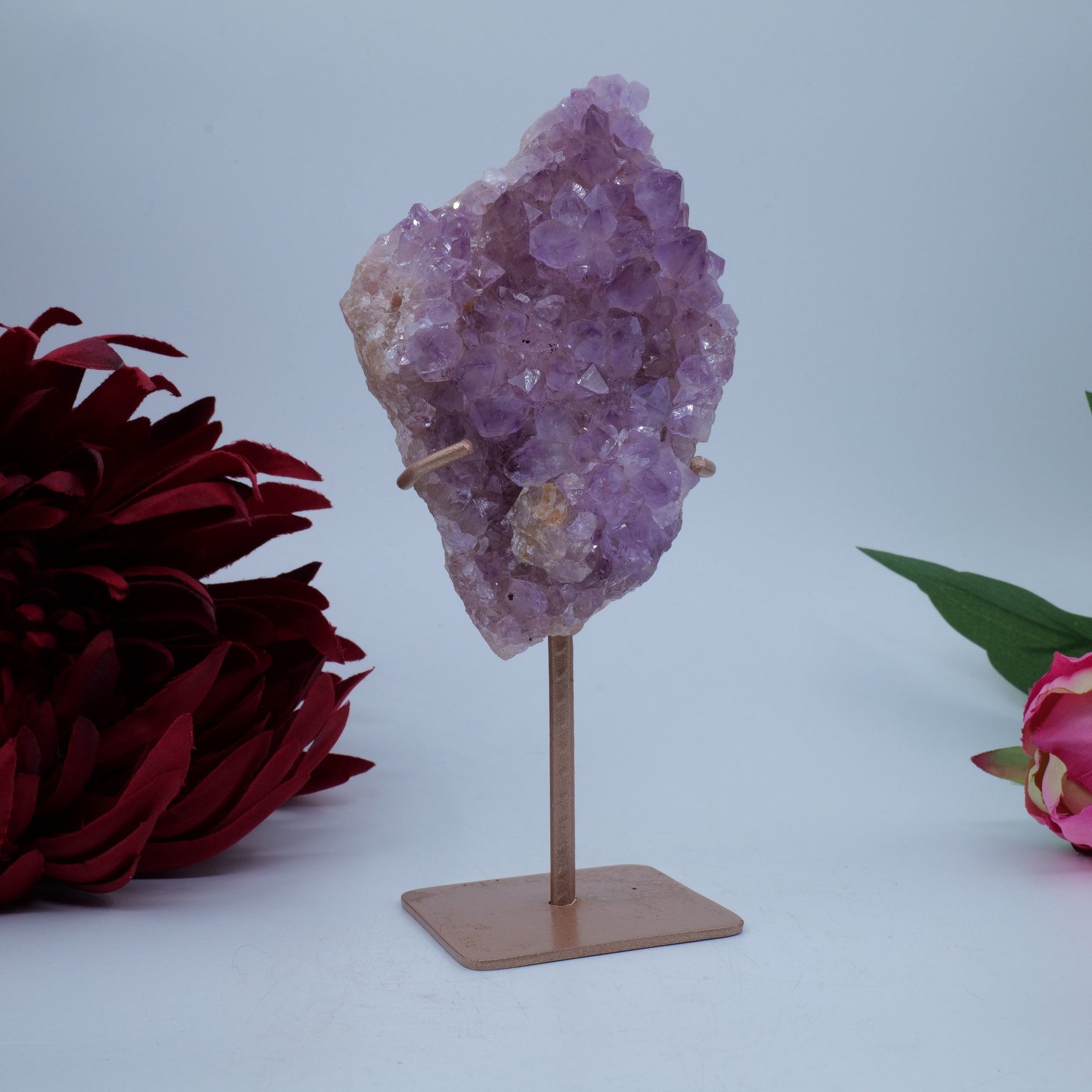 Natural Amethyst Spirit Druzy Cluster on Stand 238g featuring rich purple colour and natural clarity - Positive Faith Hope Love