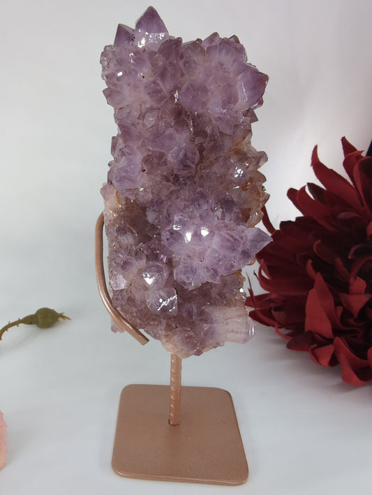 Amethyst Spirit Druzy Cluster on Stand 319g - Positive Faith Hope Love