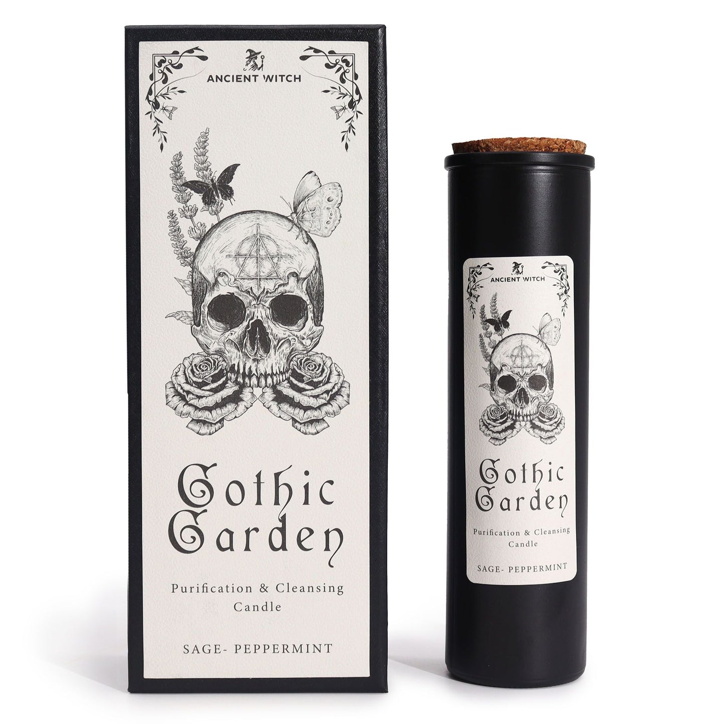 Polished Ancient Witch Ritual Candles - Gothic Garden featuring natural patterning and unique variations - Positive Faith Hope Love