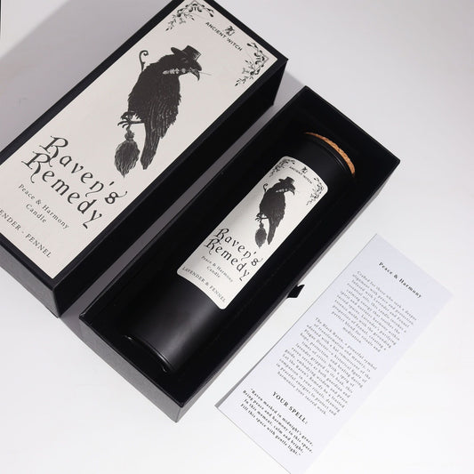 Polished Ancient Witch Ritual Candles Ravens Remedy featuring natural patterning and unique variations - Positive Faith Hope Love