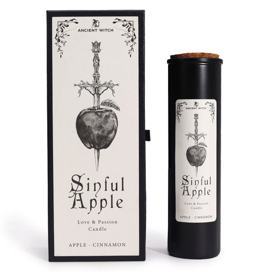 Polished Ancient Witch Ritual Candles - Sinful Apple featuring natural patterning and unique variations - Positive Faith Hope Love