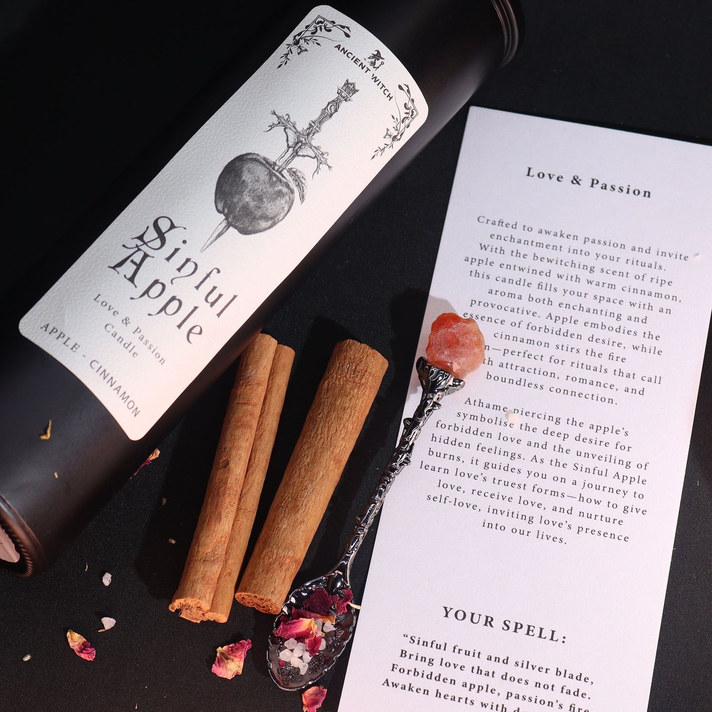 Polished Ancient Witch Ritual Candles Sinful Apple featuring natural patterning and unique variations - Positive Faith Hope Love