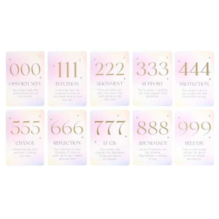 Polished Angel Number Affirmation Cards With Wooden Stand featuring natural patterning and unique variations - Positive Faith Hope Love