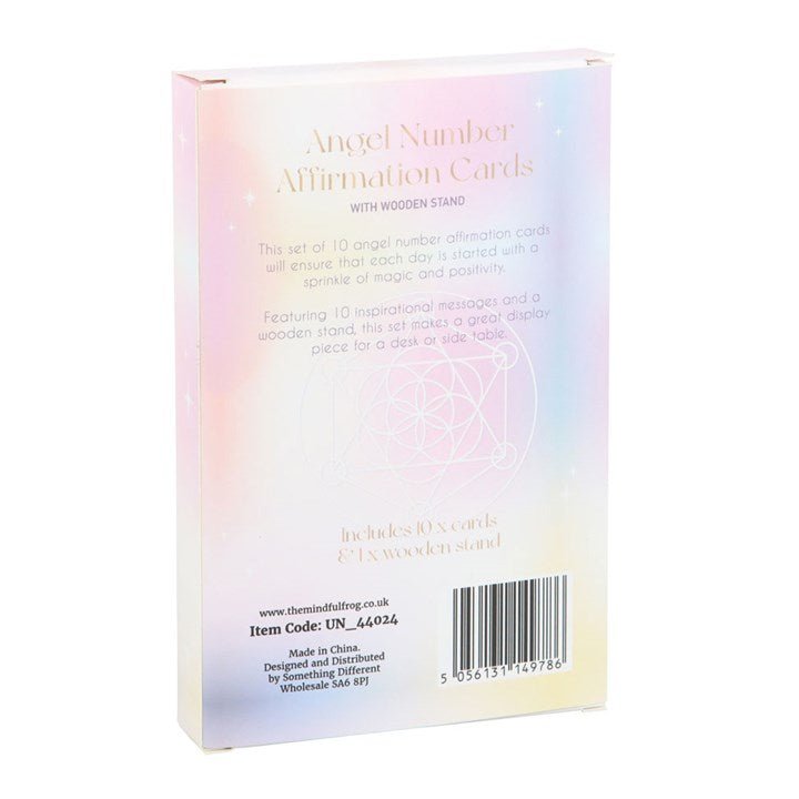 Polished Angel Number Affirmation Cards With Wooden Stand featuring natural patterning and unique variations - Positive Faith Hope Love