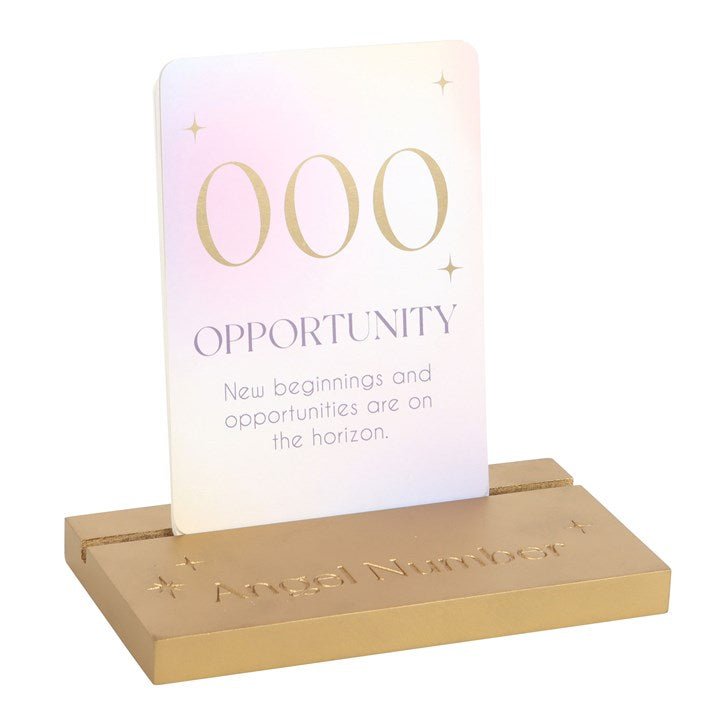 Polished Angel Number Affirmation Cards with Wooden Stand featuring natural patterning and unique variations - Positive Faith Hope Love