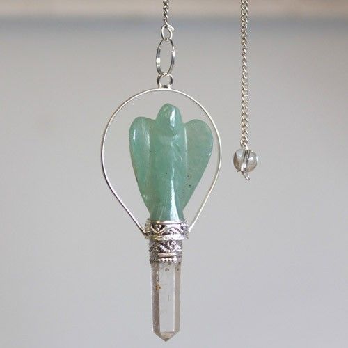 Polished Angel Pendulum With Ring Green Adventurine featuring natural patterning and unique variations - Positive Faith Hope Love