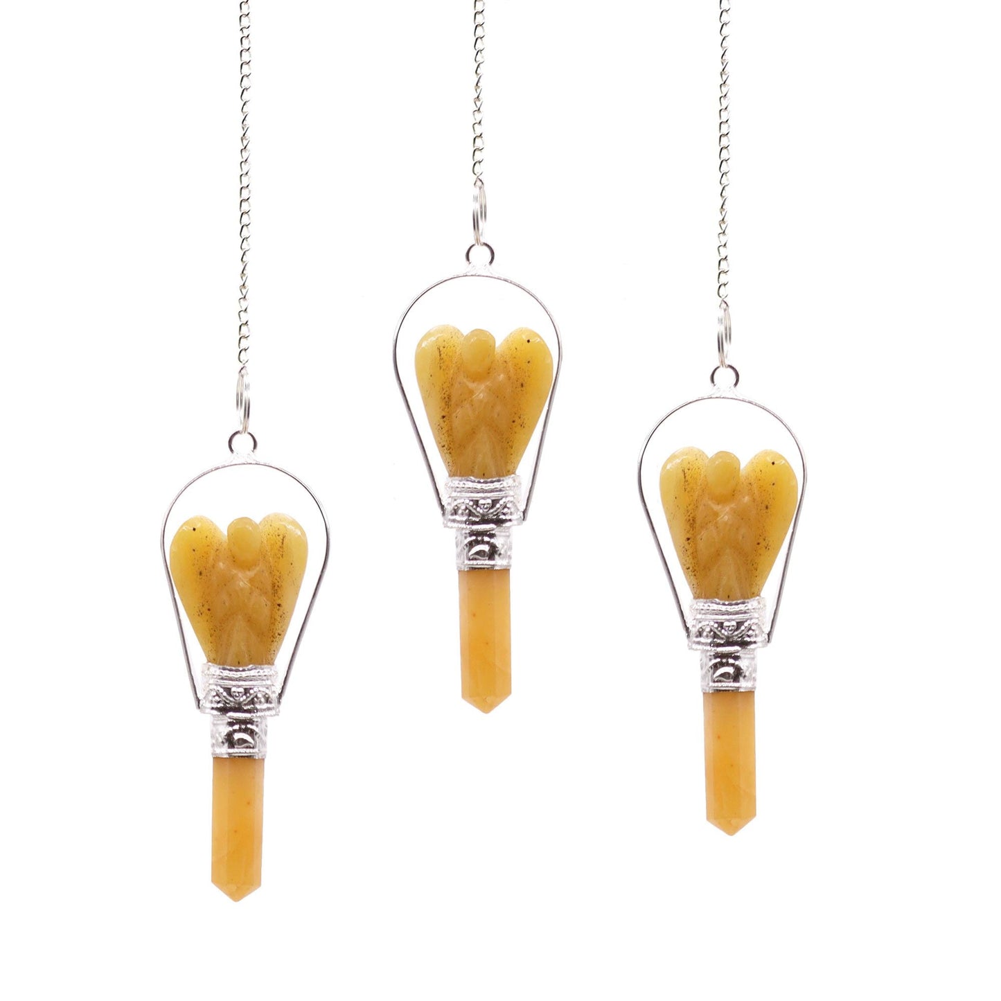 Polished Angel Pendulum with Ring- Yellow Quartz featuring natural patterning and unique variations - Positive Faith Hope Love