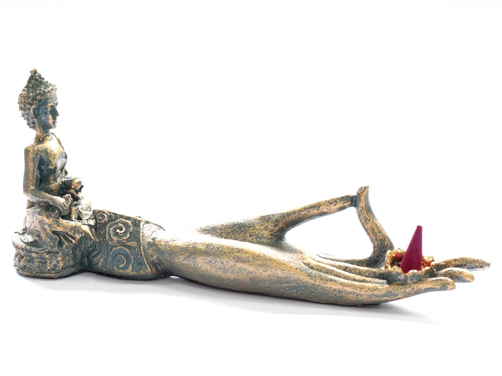 Polished Antique Buddha Hand Incense Burner 1 featuring natural patterning and unique variations - Positive Faith Hope Love