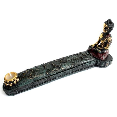 Polished Antique Buddha - Incense Burner & Box featuring natural patterning and unique variations - Positive Faith Hope Love