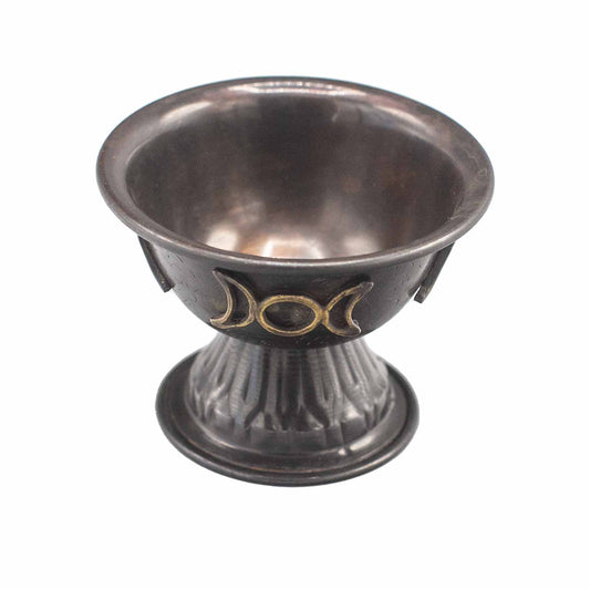 Antique Copper Ritual Chalice Triple Moon 10x8cm - Positive Faith Hope Love