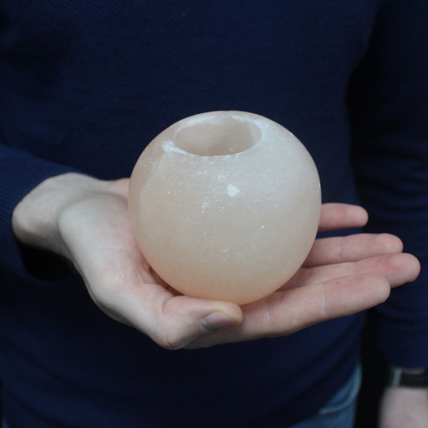 Polished Apple Shaped Candle Holder featuring natural patterning and unique variations - Positive Faith Hope Love