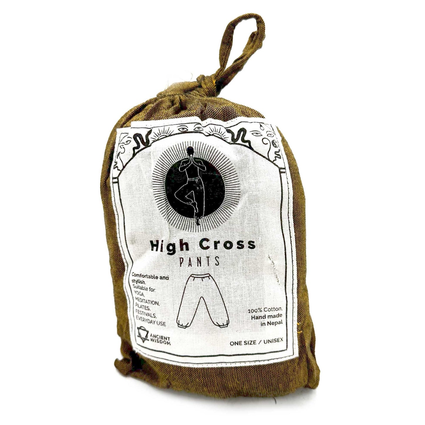 Polished Yoga And Festival Pants High Cross Himalayan Print On Orange 1 featuring natural patterning and unique variations - Positive Faith Hope Love