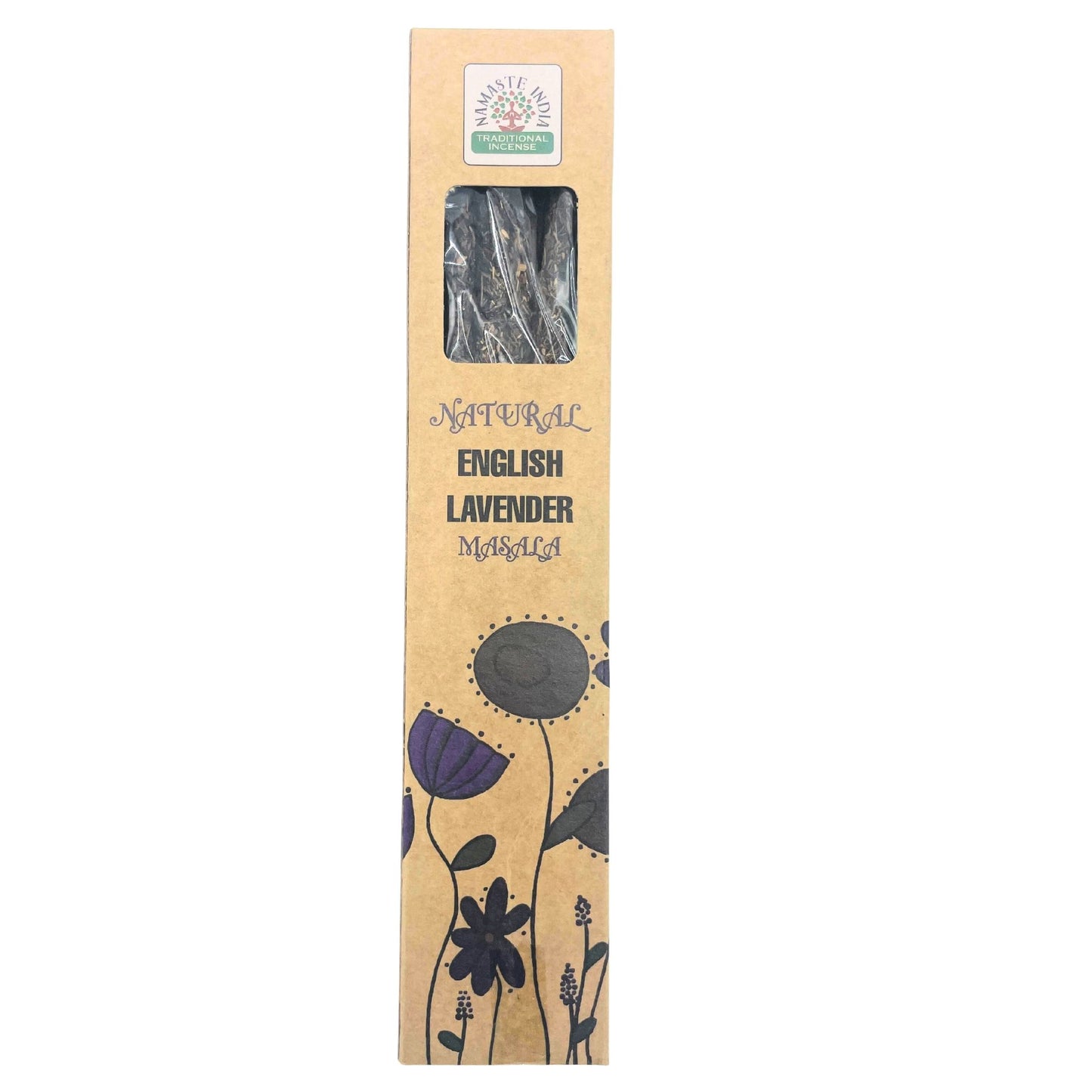 Polished Natural Botanical Masala Incense English Lavender 1 featuring natural patterning and unique variations - Positive Faith Hope Love